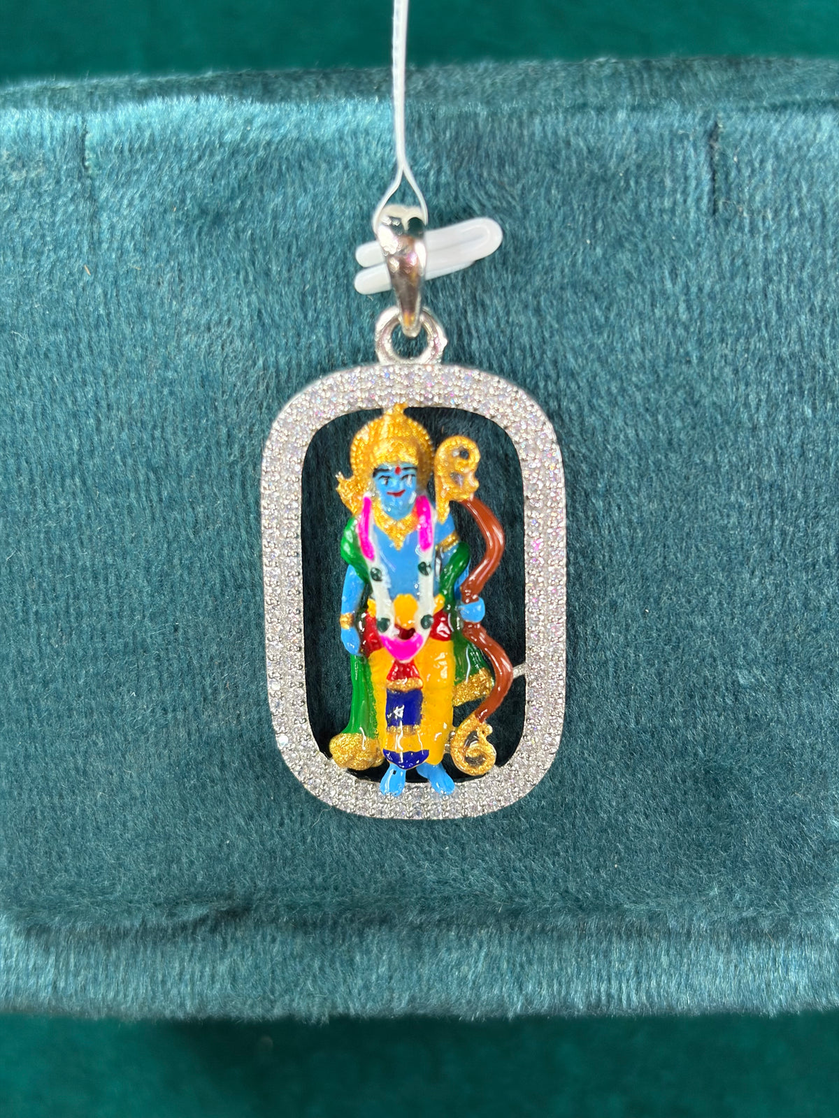 Hanuman Pendant – Pave Halo Frame, 925 Silver