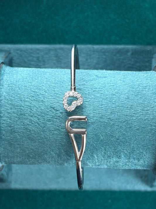 Love Script Kada Bracelet – Pave Circle, 925 Silver