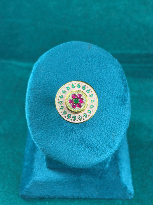 Enamel Halo Ring – Ruby & Emerald-Tone, 925 Silver