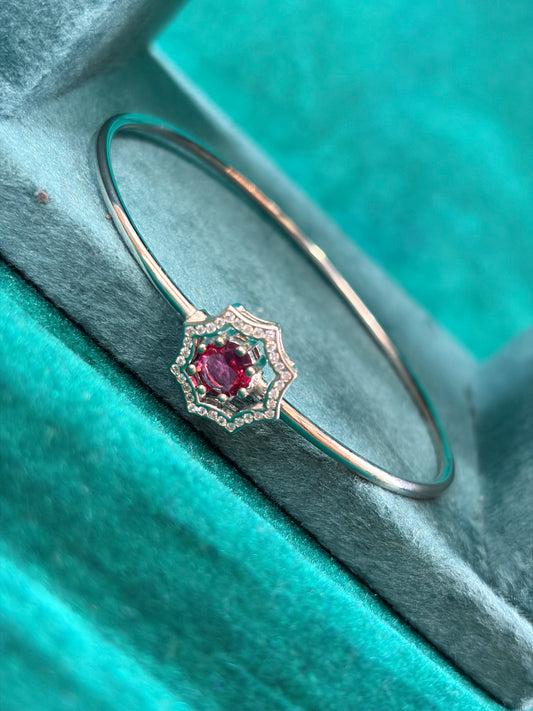 Ruby-Tone Hexagon Bangle, 925 Silver