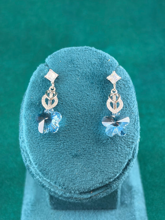 CZ Heart Link Danglers, 925 Silver