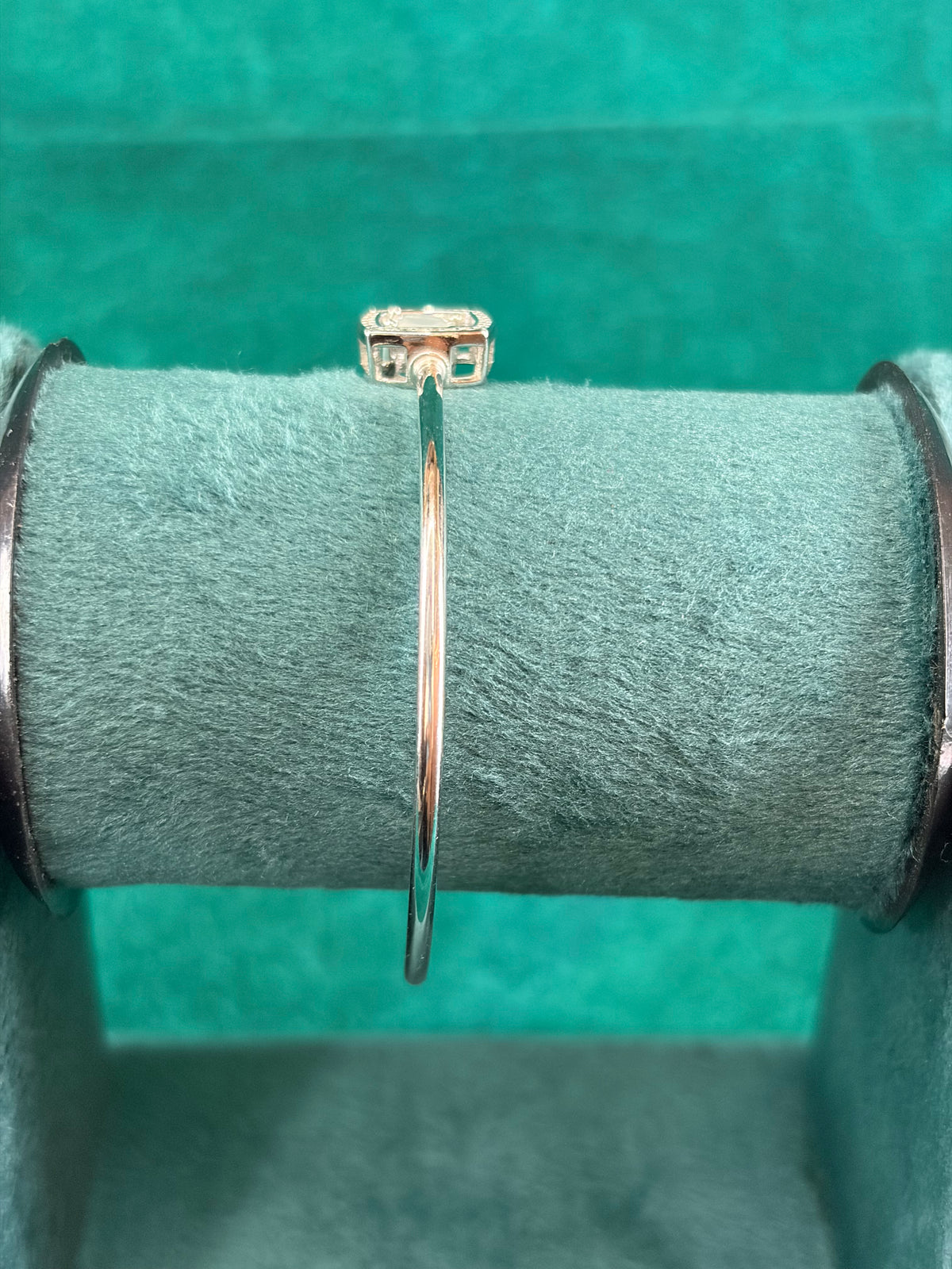 Cushion CZ Charm Bangle, 925 Silver