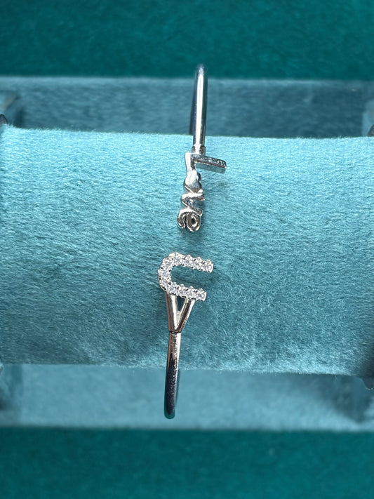 Love Script Kada Bracelet – Spiral Detail, 925 Silver