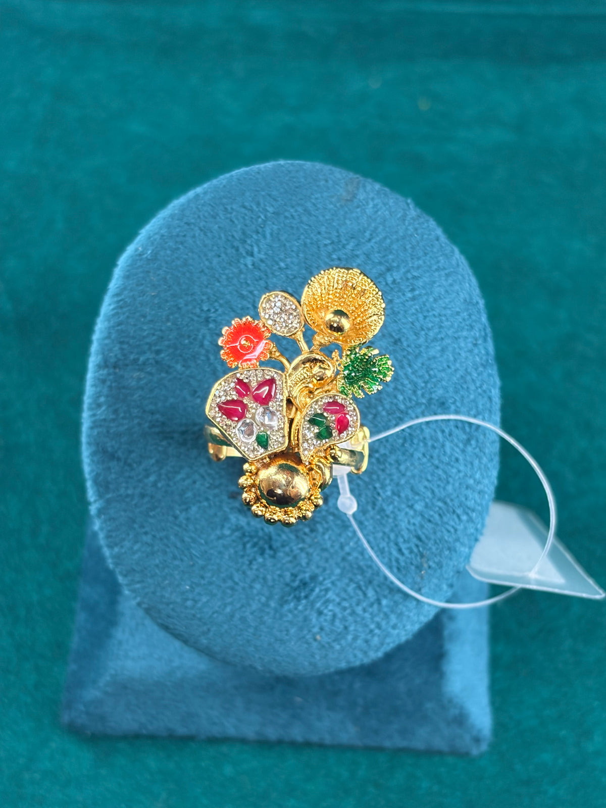 Meenakari Floral Bouquet Ring – Multi-Enamel, 925 Silver