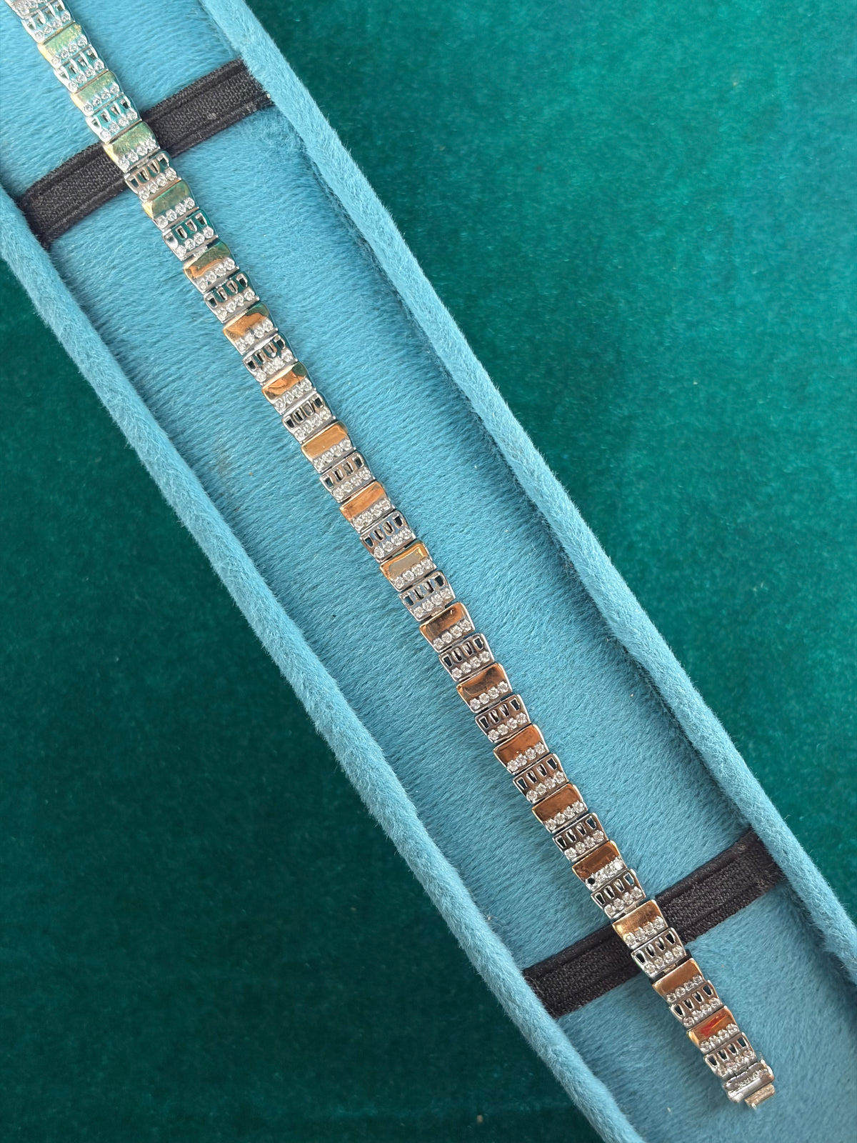 Dual Tone CZ Bracelet – 925 Silver