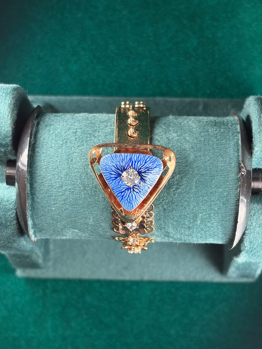 Antique Meenakari Charm Bracelet – Blue Enamel & CZ, 925 Silver