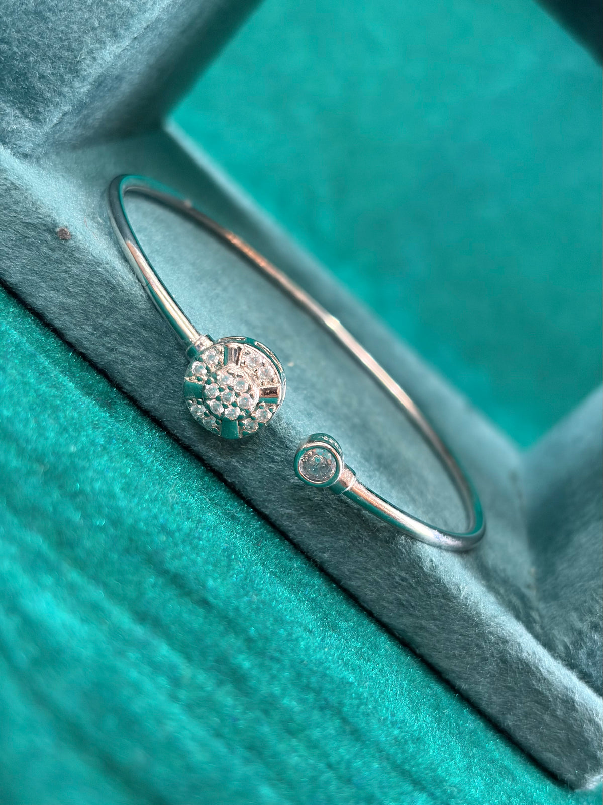 CZ Cluster Bangle – Double Charm, 925 Silver