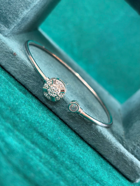 CZ Cluster Bangle – Double Charm, 925 Silver
