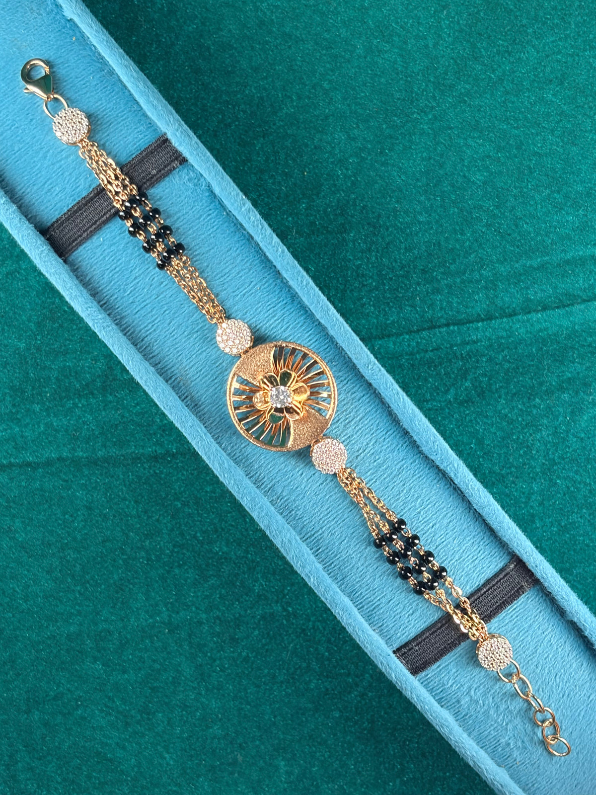 Sunburst Flower Charm Bracelet – Round Medallion, 925 Silver