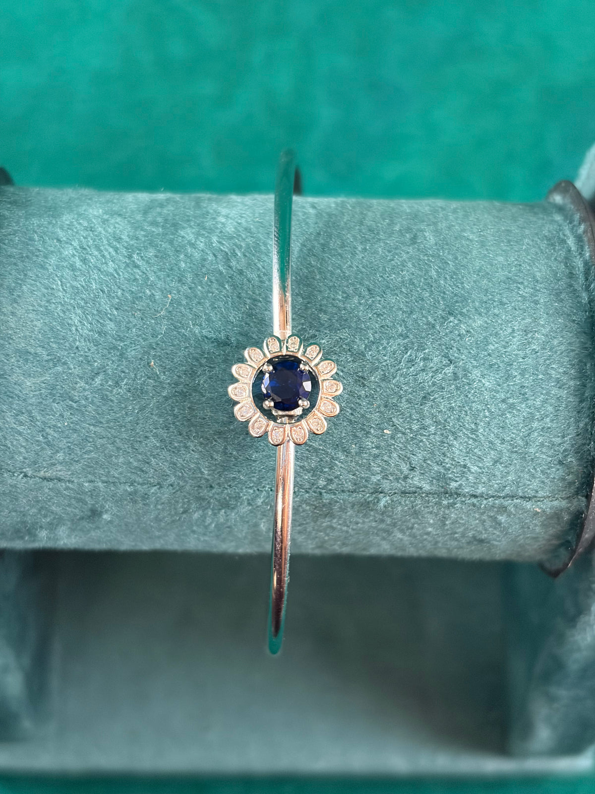 Sapphire-Tone Halo Bangle, 925 Silver