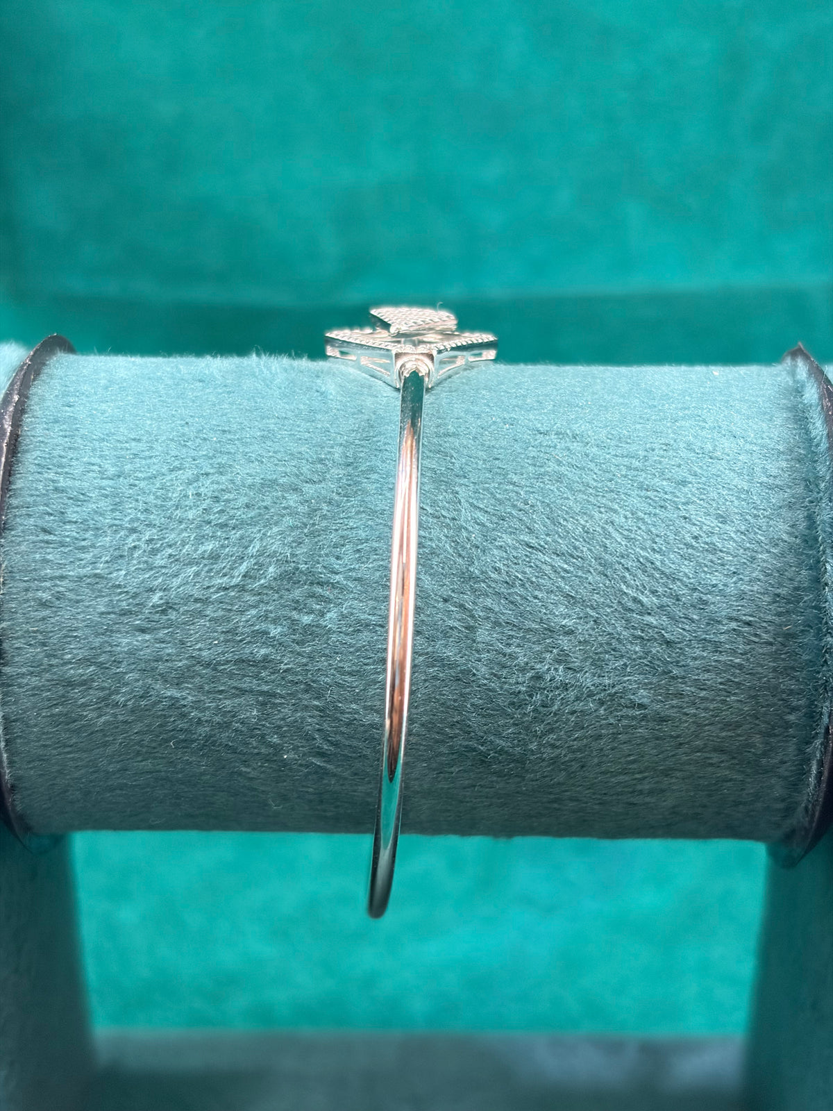 Geometric Triangle Bangle, 925 Silver
