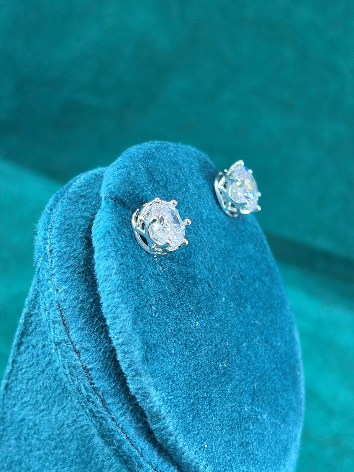 Round Solitaire Stud Earrings – Classic Prong, 925 Silver