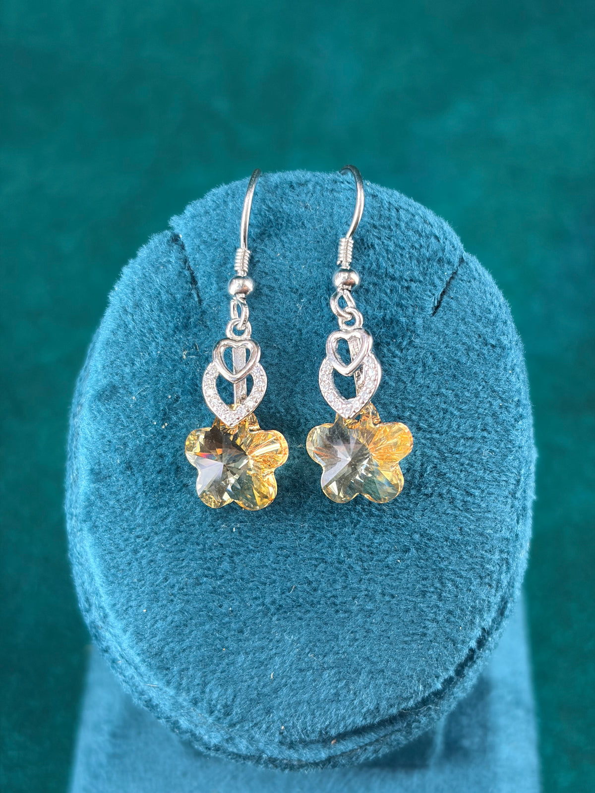 Citrine-Tone Flower Danglers – Festive, 925 Silver