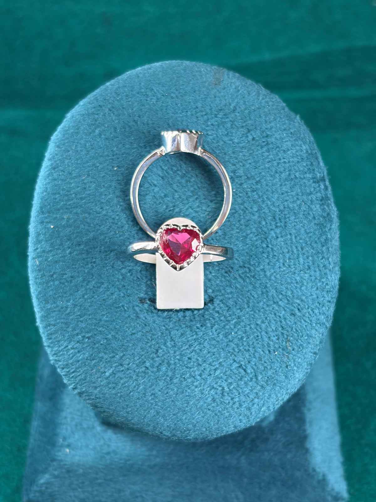 Heart-Cut Ruby-Tone Toe Ring – Beaded Halo, 925 Silver