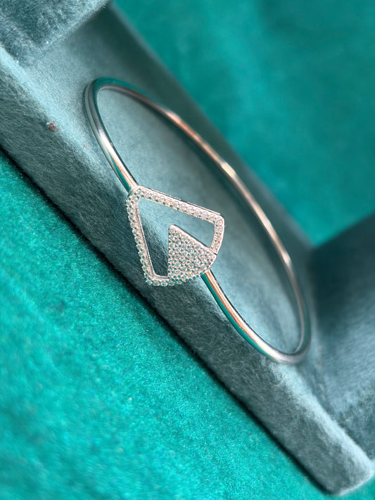 Geometric Triangle Bangle, 925 Silver