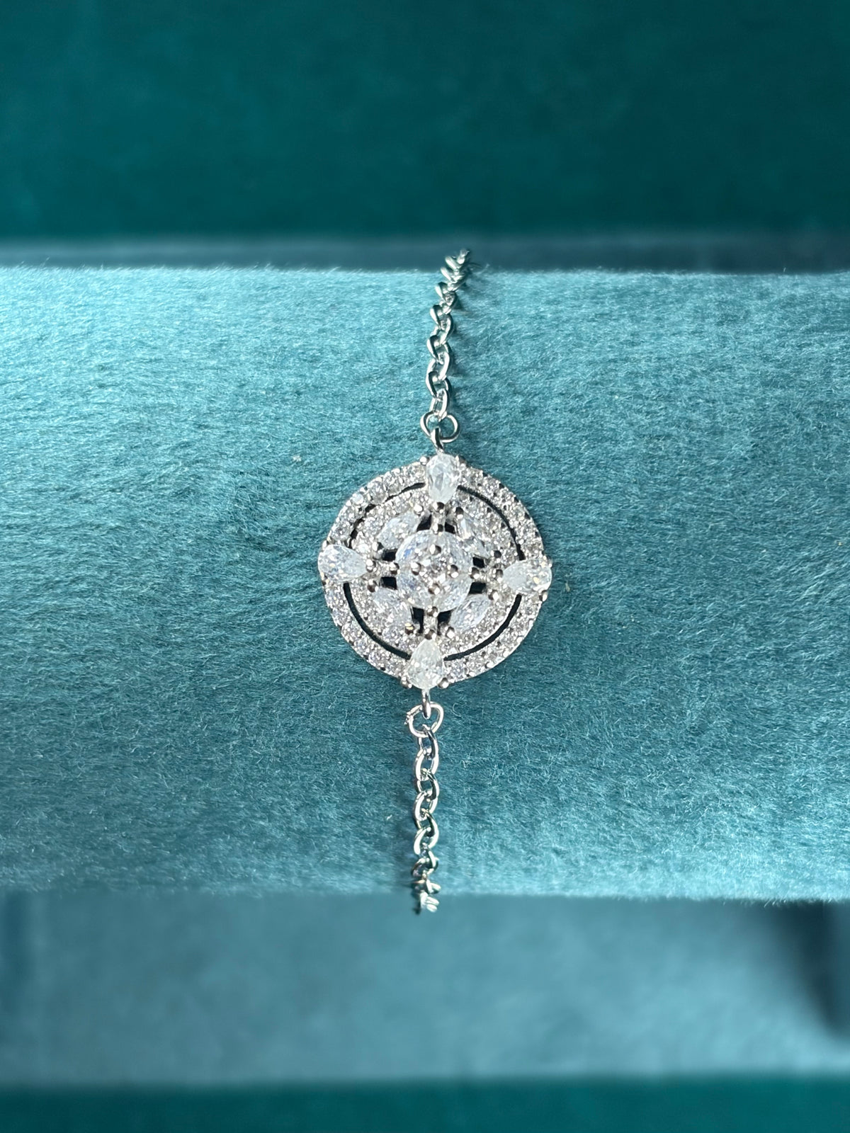 Compass Medallion Bracelet – All-Pave Sparkle, 925 Silver