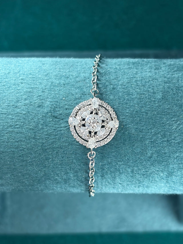 Compass Medallion Bracelet – All-Pave Sparkle, 925 Silver
