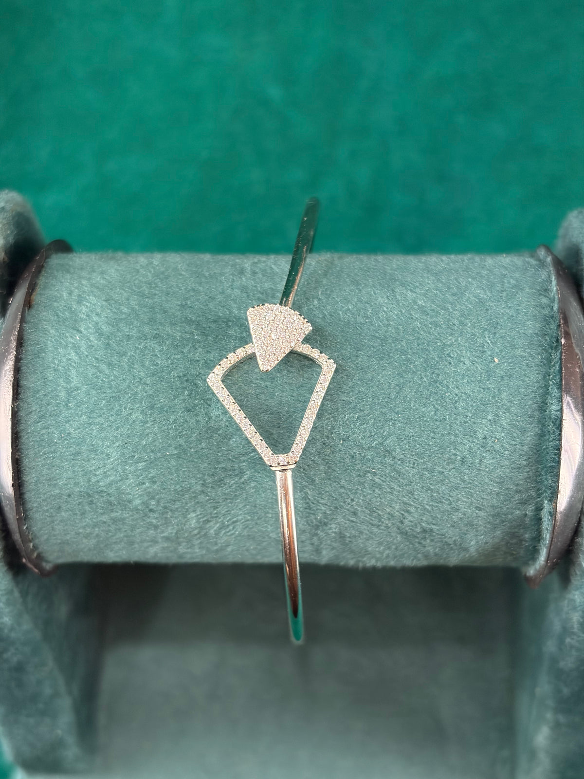 Geometric Triangle Bangle, 925 Silver