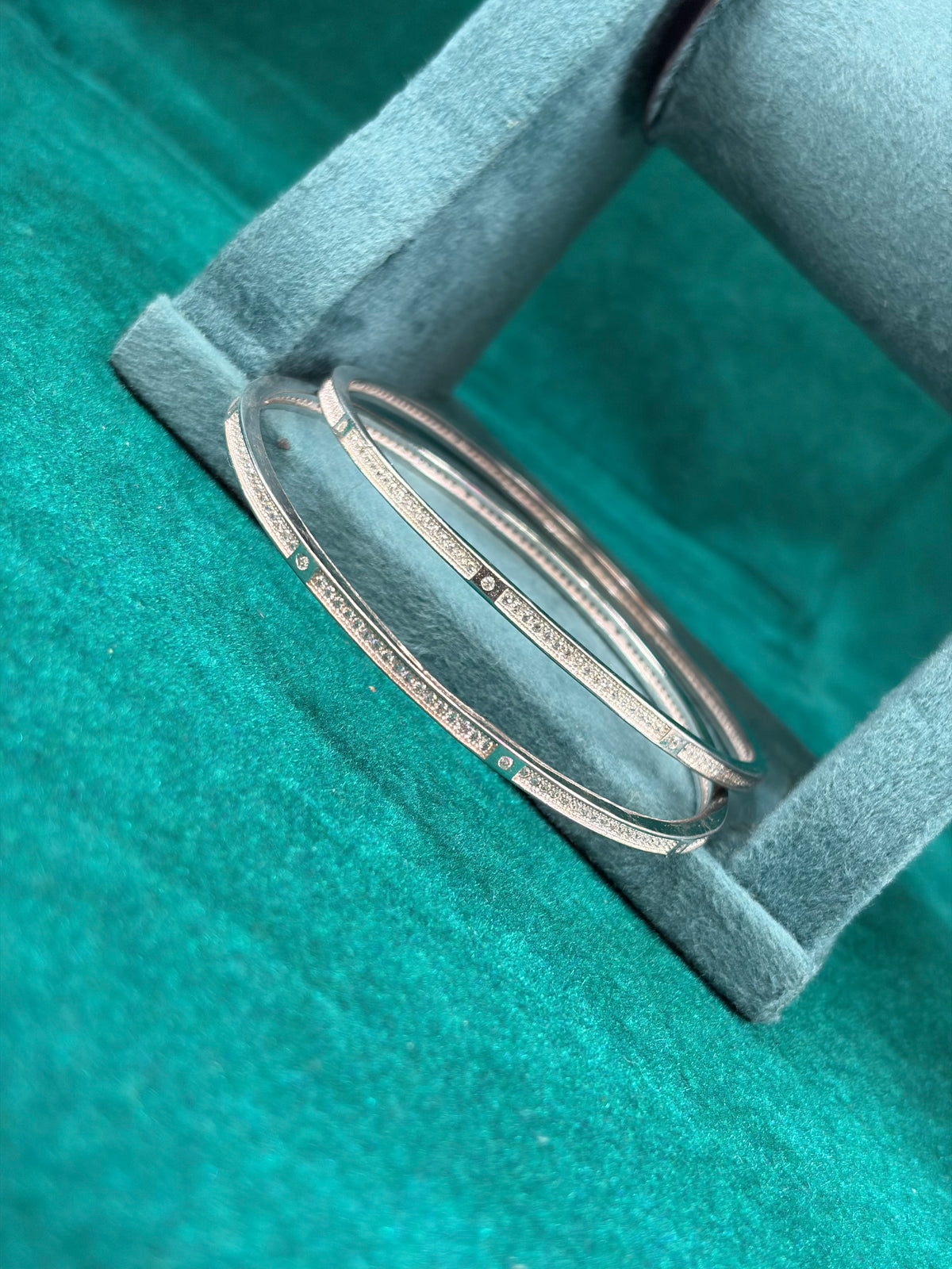 CZ Line Bangle Pair – Slim Bar, 925 Silver