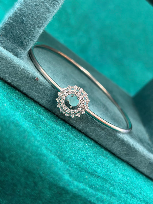 Turquoise-Tone Sunburst Bangle, 925 Silver