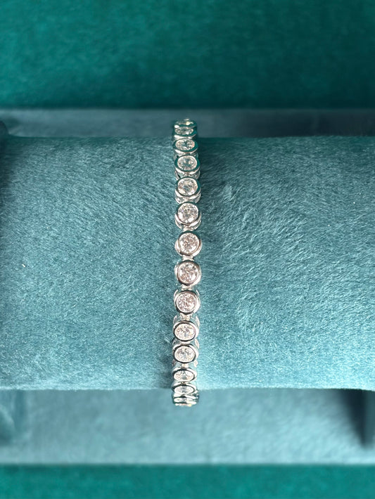 Bezel-Set CZ Tennis Bracelet – Modern Round, 925 Silver