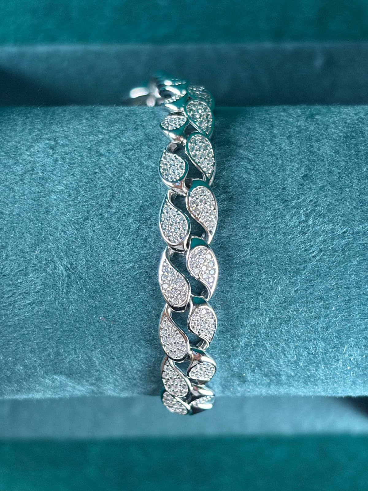 Pave Paisley Link Bracelet – Woven Teardrop, 925 Silver