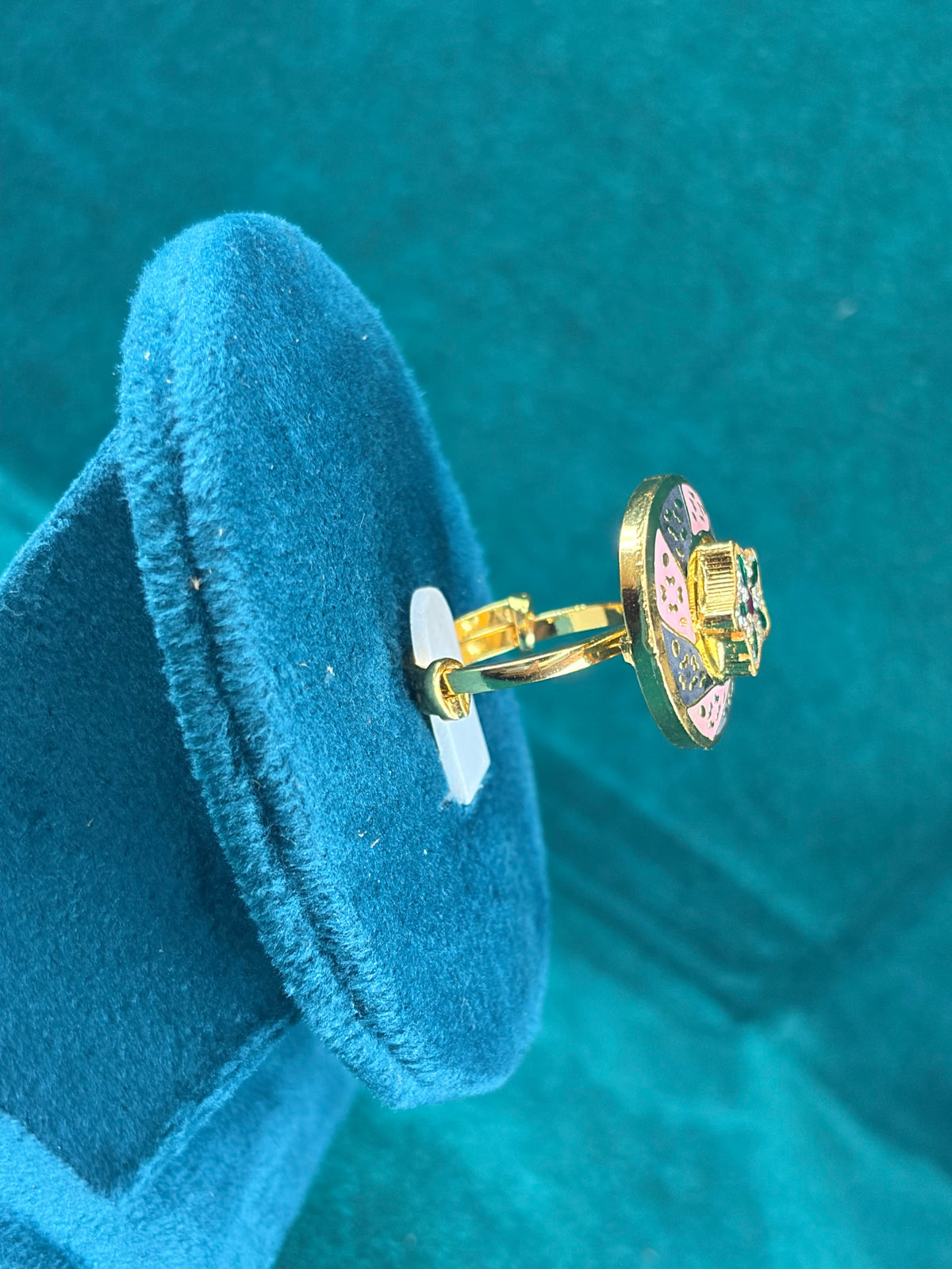 Pinwheel Enamel Ring – Star Flower Center, 925 Silver
