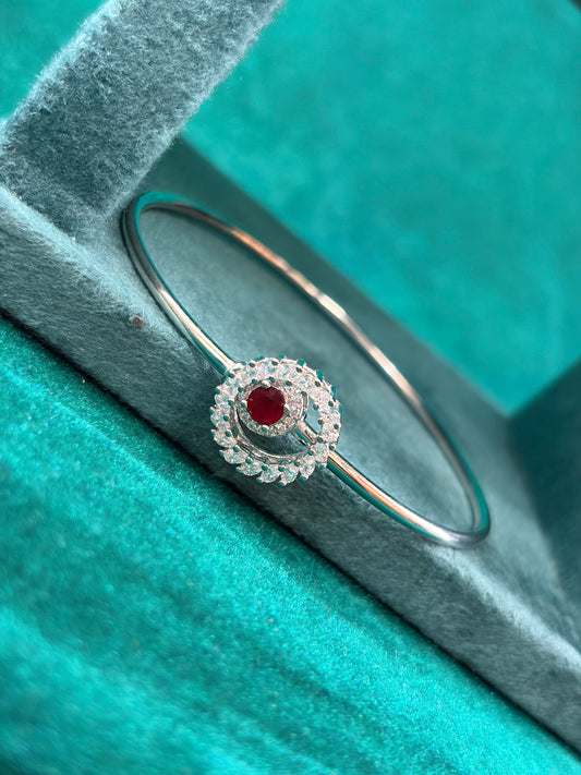 Ruby-Tone Sunburst Bangle, 925 Silver