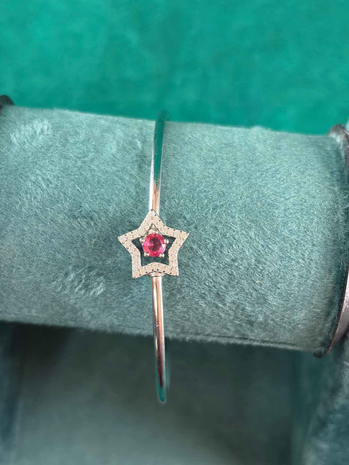 Pink-Tone Star Bangle, 925 Silver