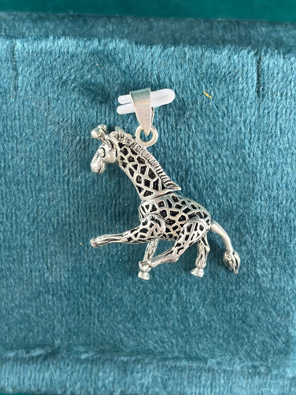 Openwork Giraffe Movable Pendant, 925 Silver