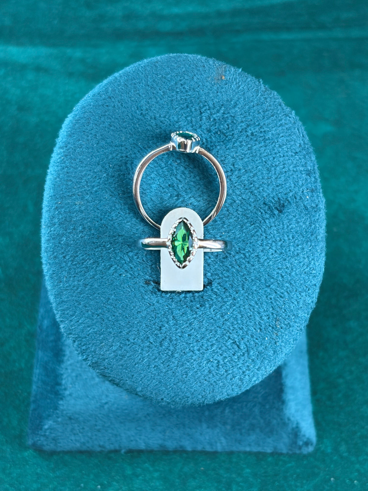 Marquise Emerald-Tone Toe Ring – Beaded Halo, 925 Silver