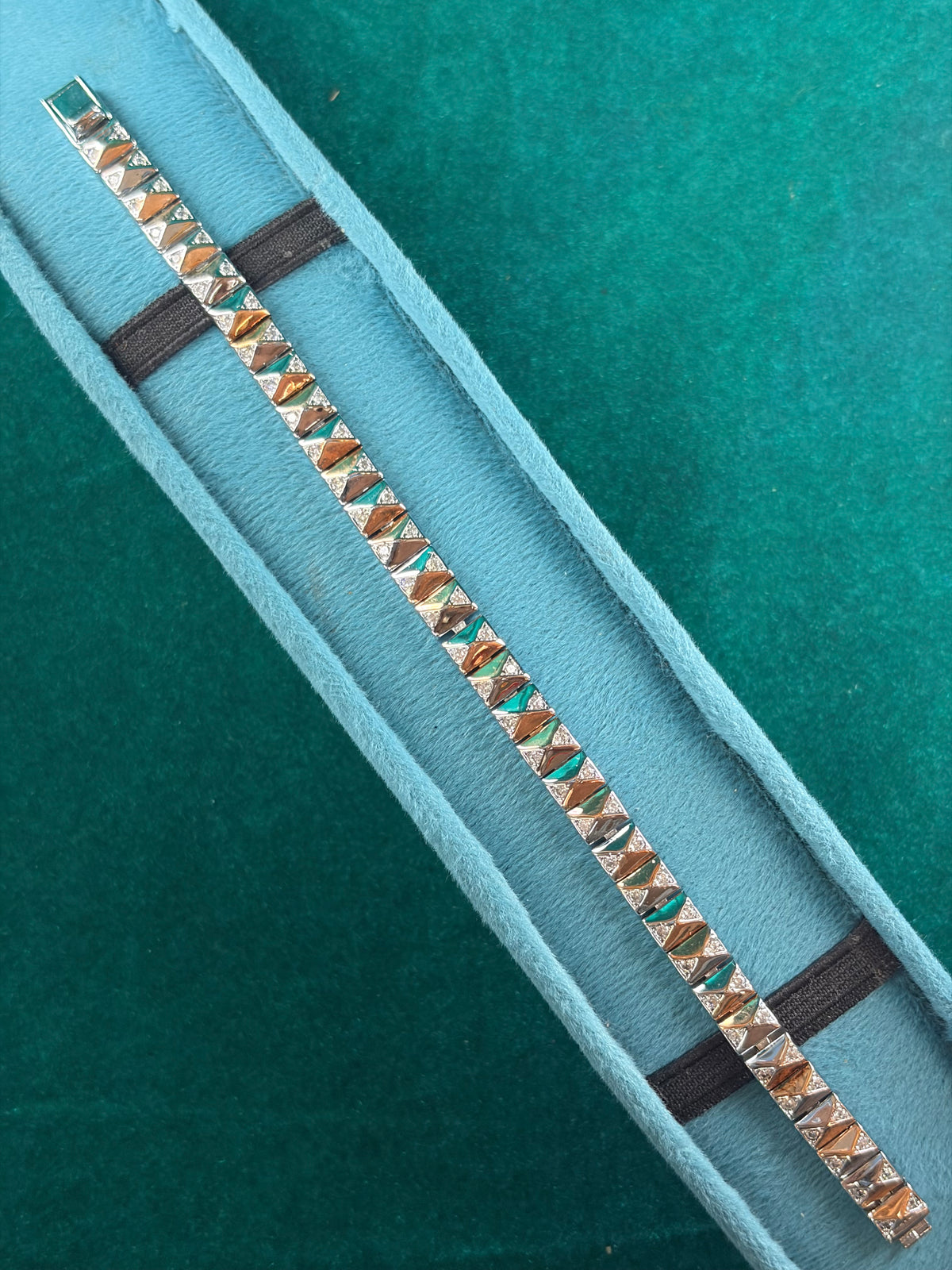 Dual Tone Studded Bracelet – Festive, 925 Silver