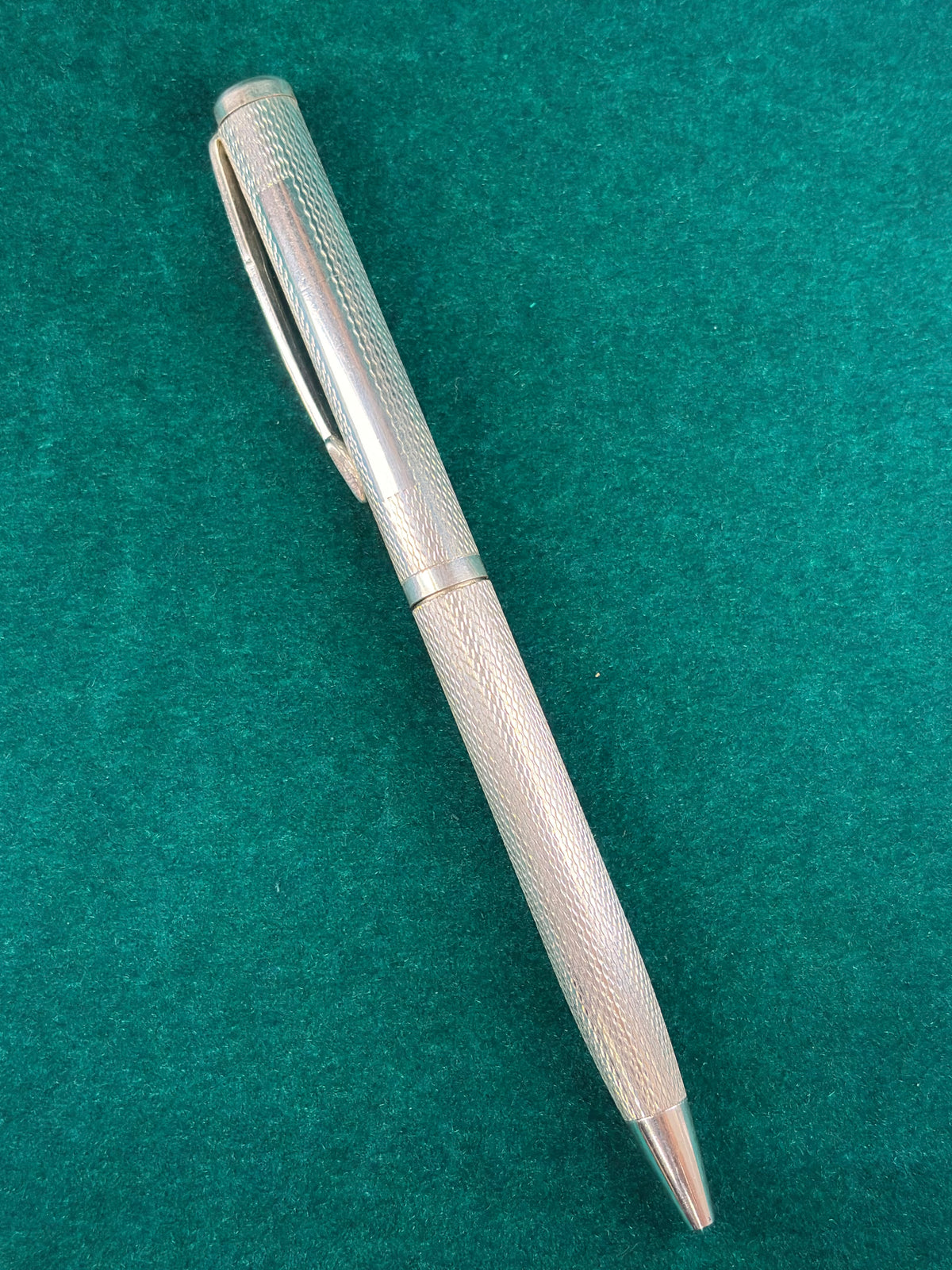 Silver Pen – Herringbone Engraved, 925 Silver