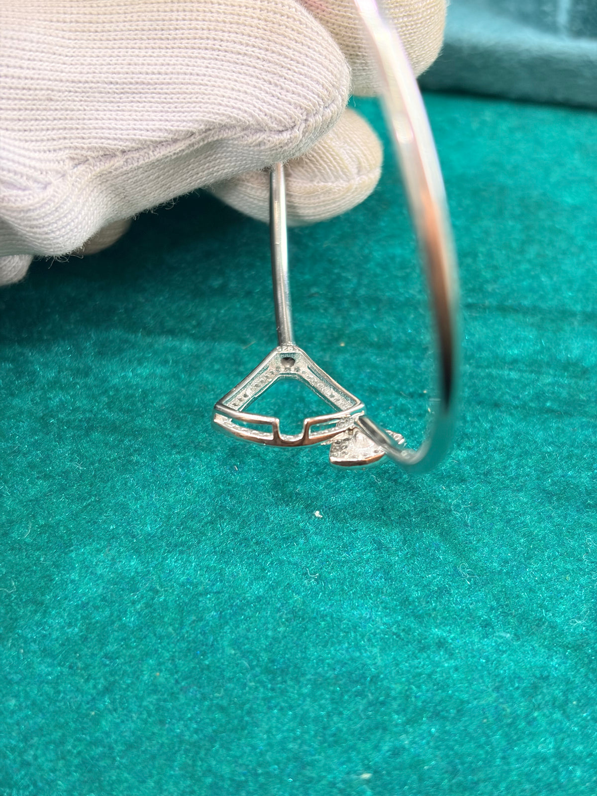 Geometric Triangle Bangle, 925 Silver