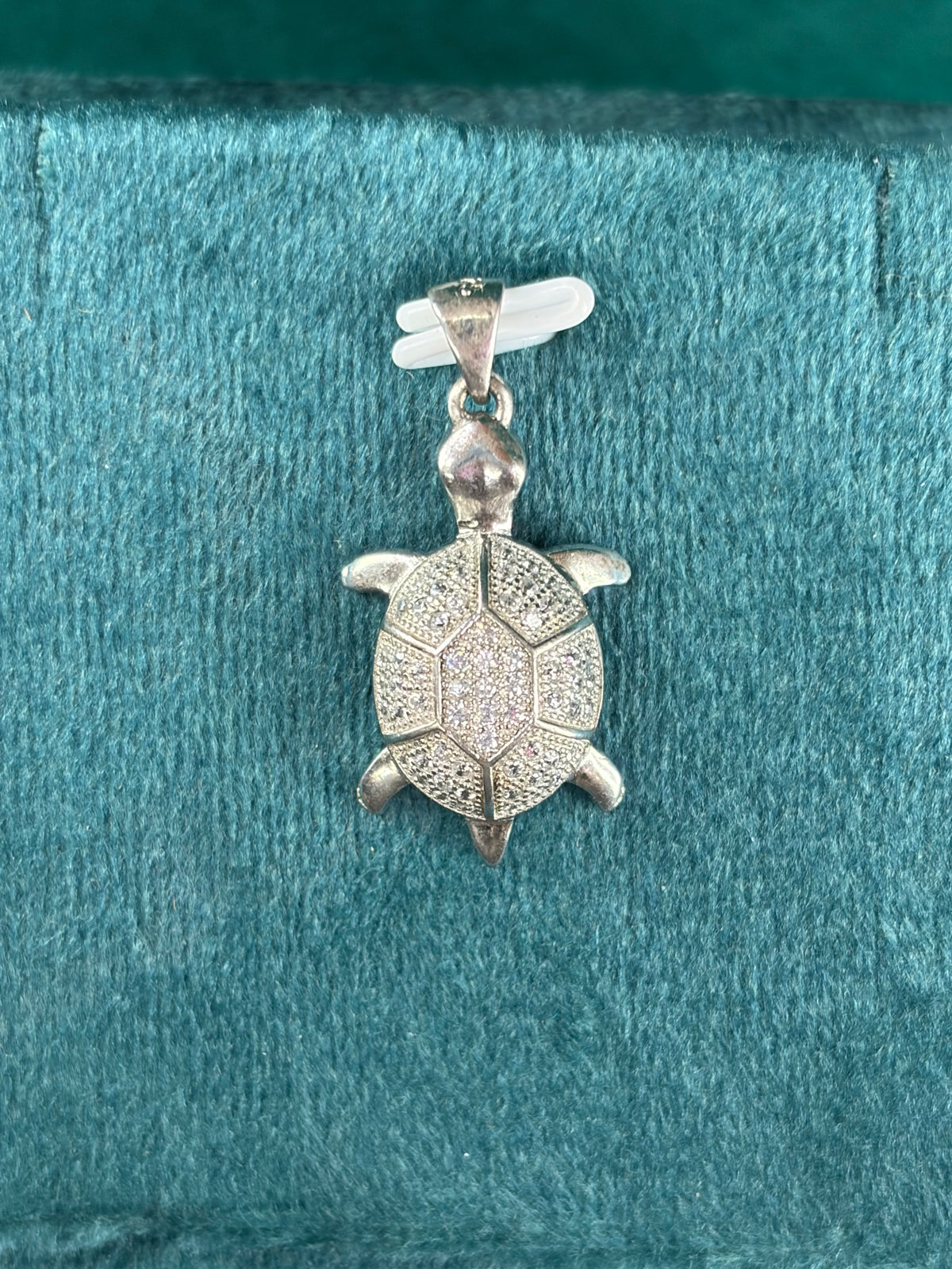 All-Pave Turtle Pendant, 925 Silver
