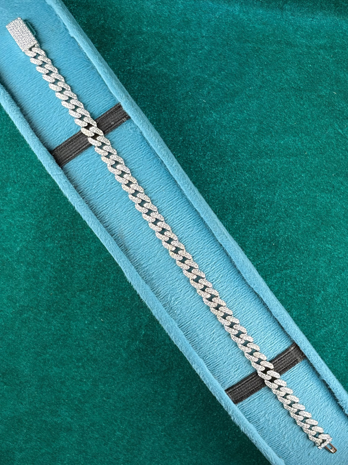 Pave Cuban Link Bracelet – Round Curb, 925 Silver