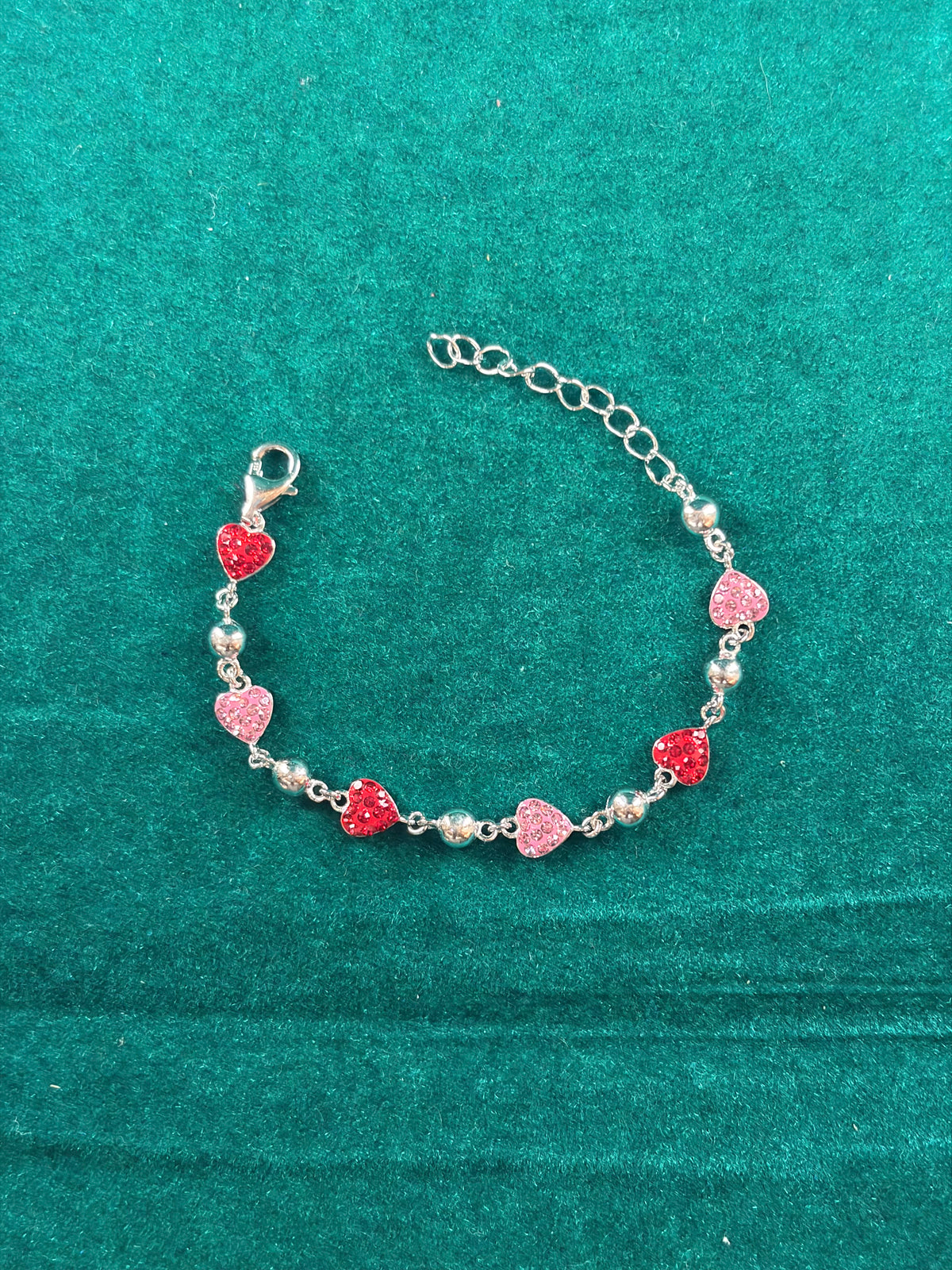 Glitter Heart Kids Bracelet – Festive, 925 Silver