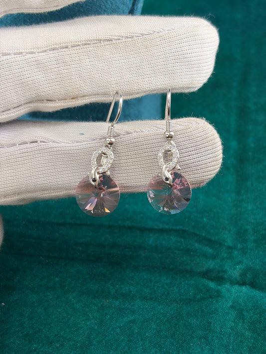 Pink-Tone Round Danglers – Everyday, 925 Silver