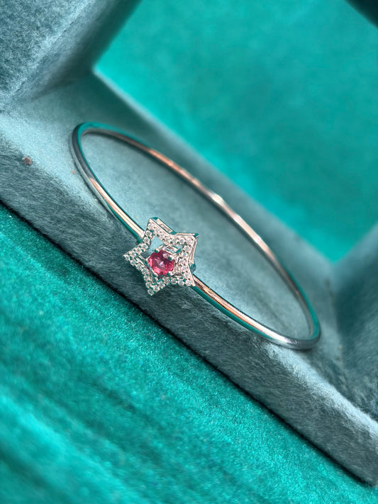 Pink-Tone Star Bangle, 925 Silver