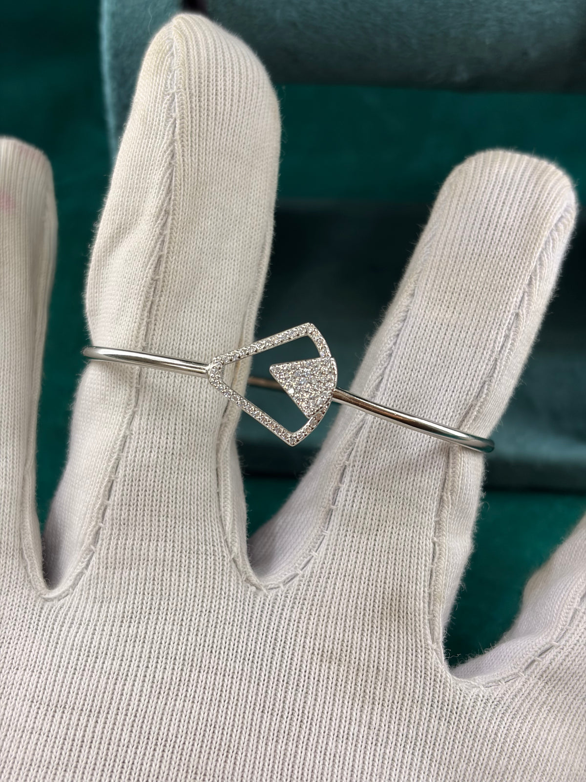 Geometric Triangle Bangle, 925 Silver