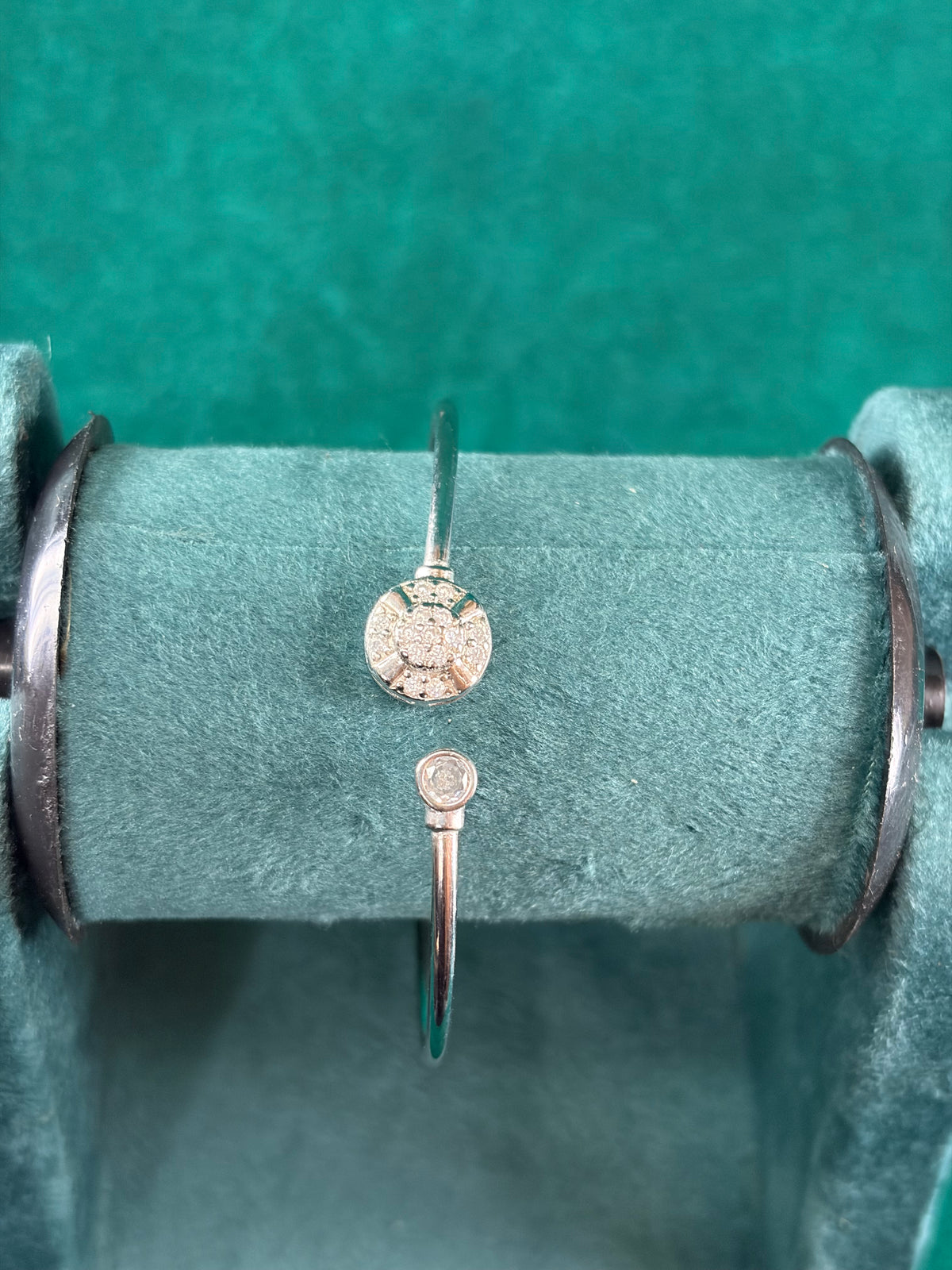 CZ Cluster Bangle – Double Charm, 925 Silver