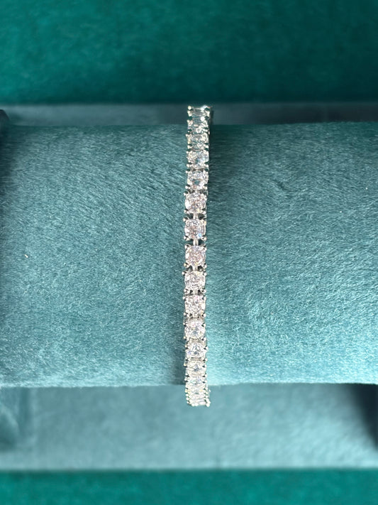 Round CZ Tennis Bracelet – Party Wear, 925 Silver
