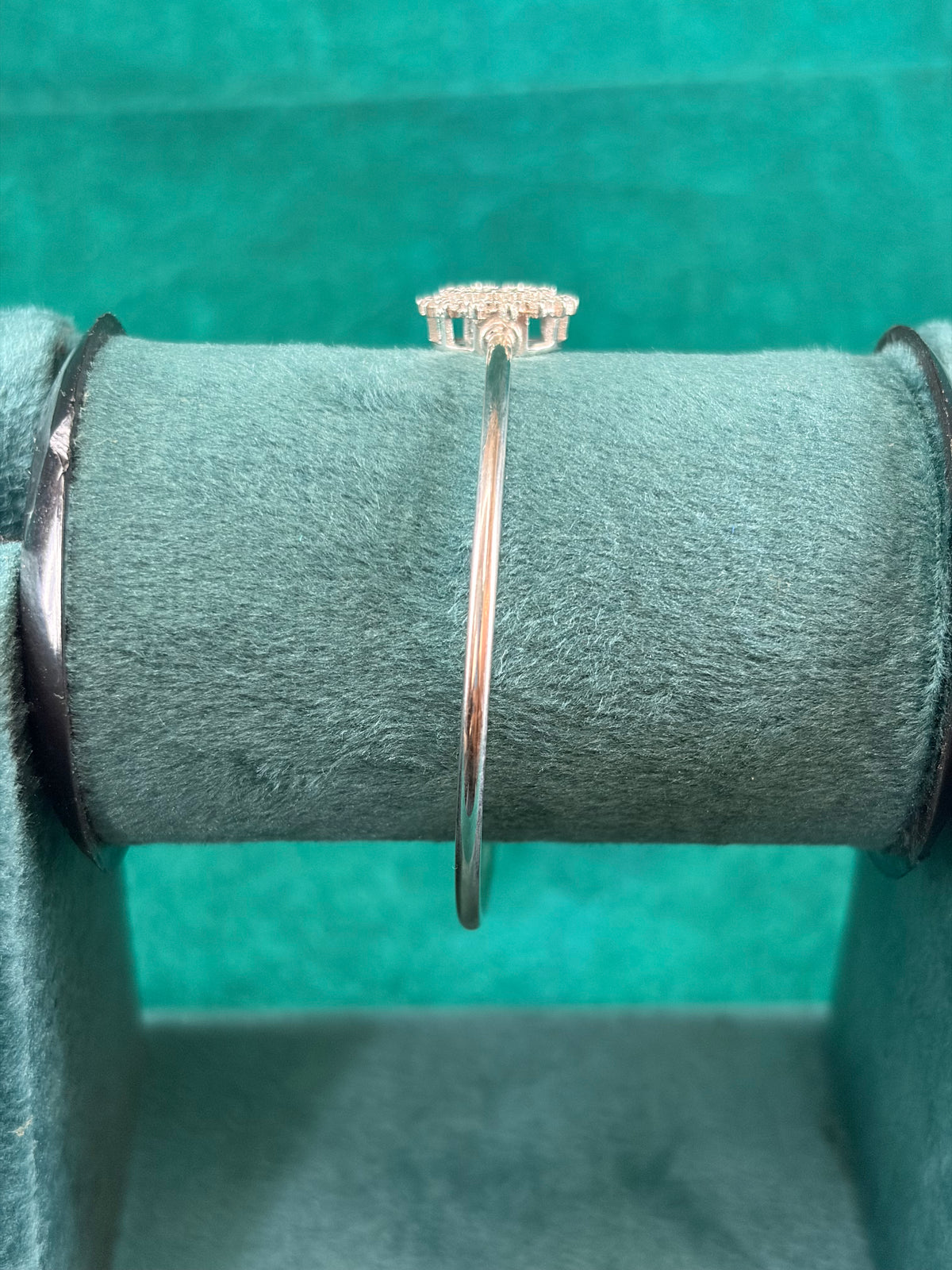 Turquoise-Tone Sunburst Bangle, 925 Silver