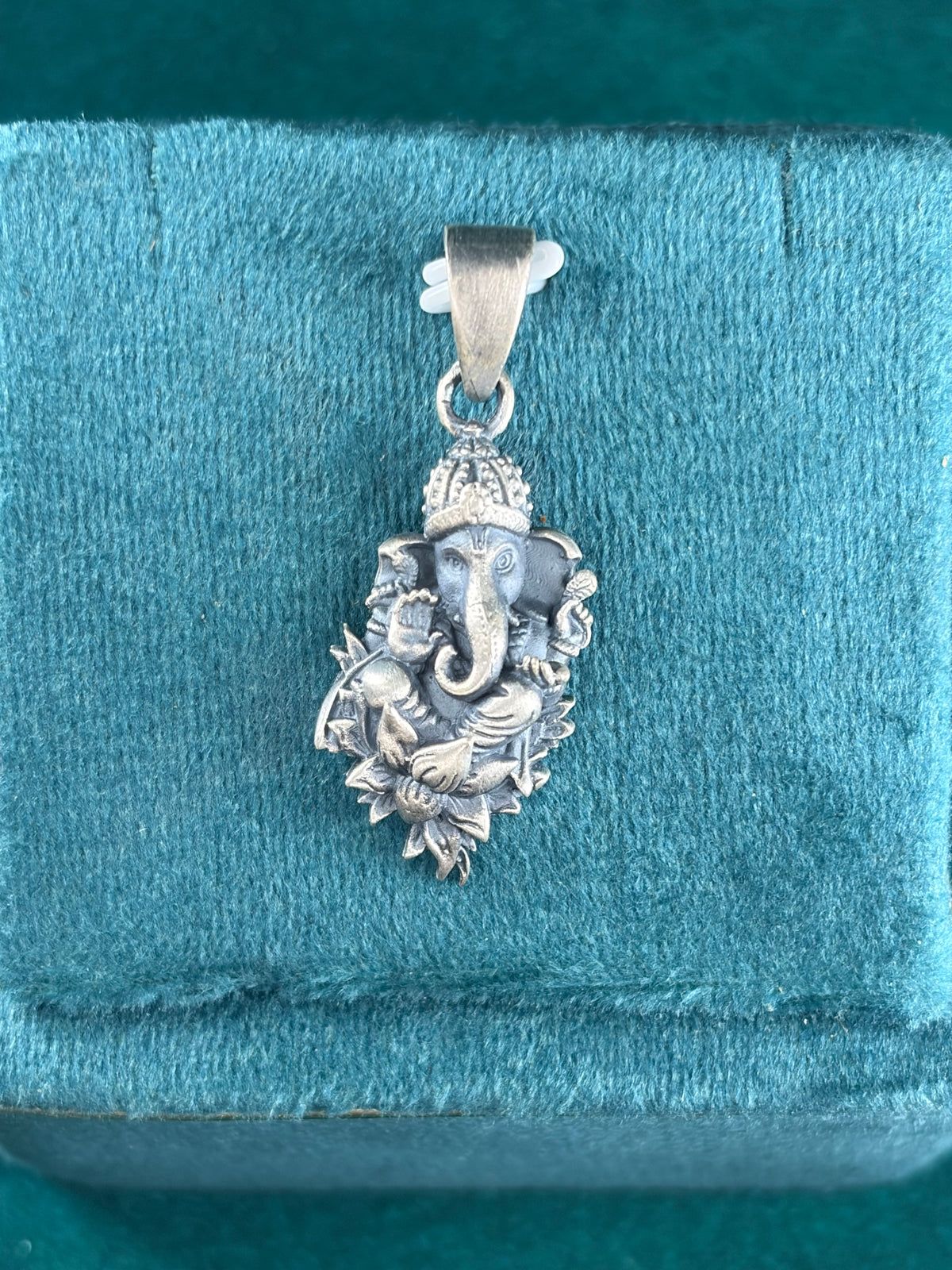 Ganesha Pendant – Scrollwork Frame, 925 Silver
