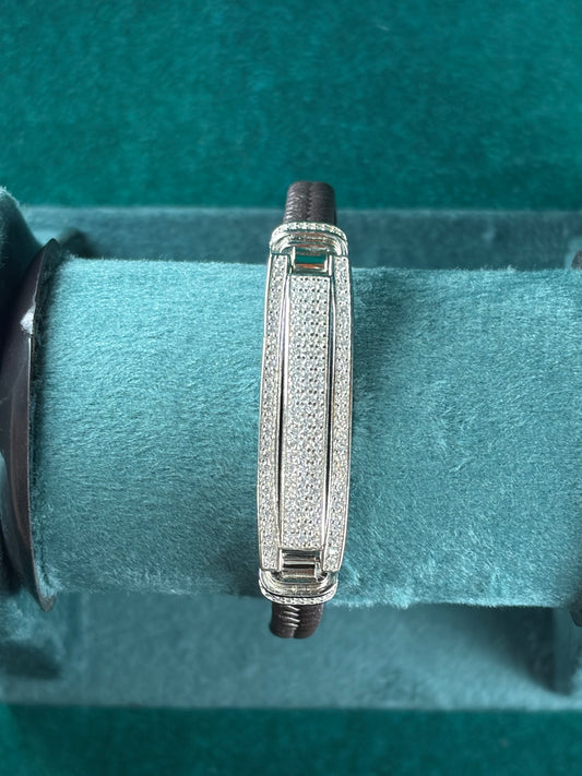 Pave Bar Bracelet – Emerald-Tone Accent, 925 Silver