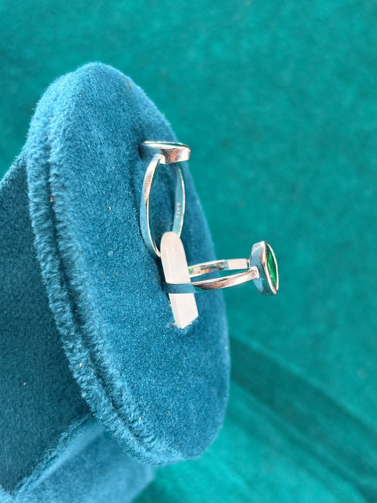 Marquise Emerald-Tone Toe Ring – Classic Bezel, 925 Silver