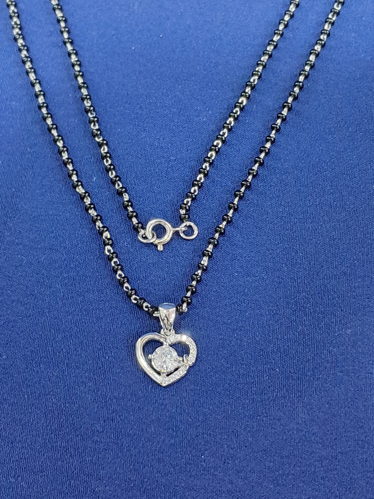 Heart shaped fancy 925 silver Mangalsutra